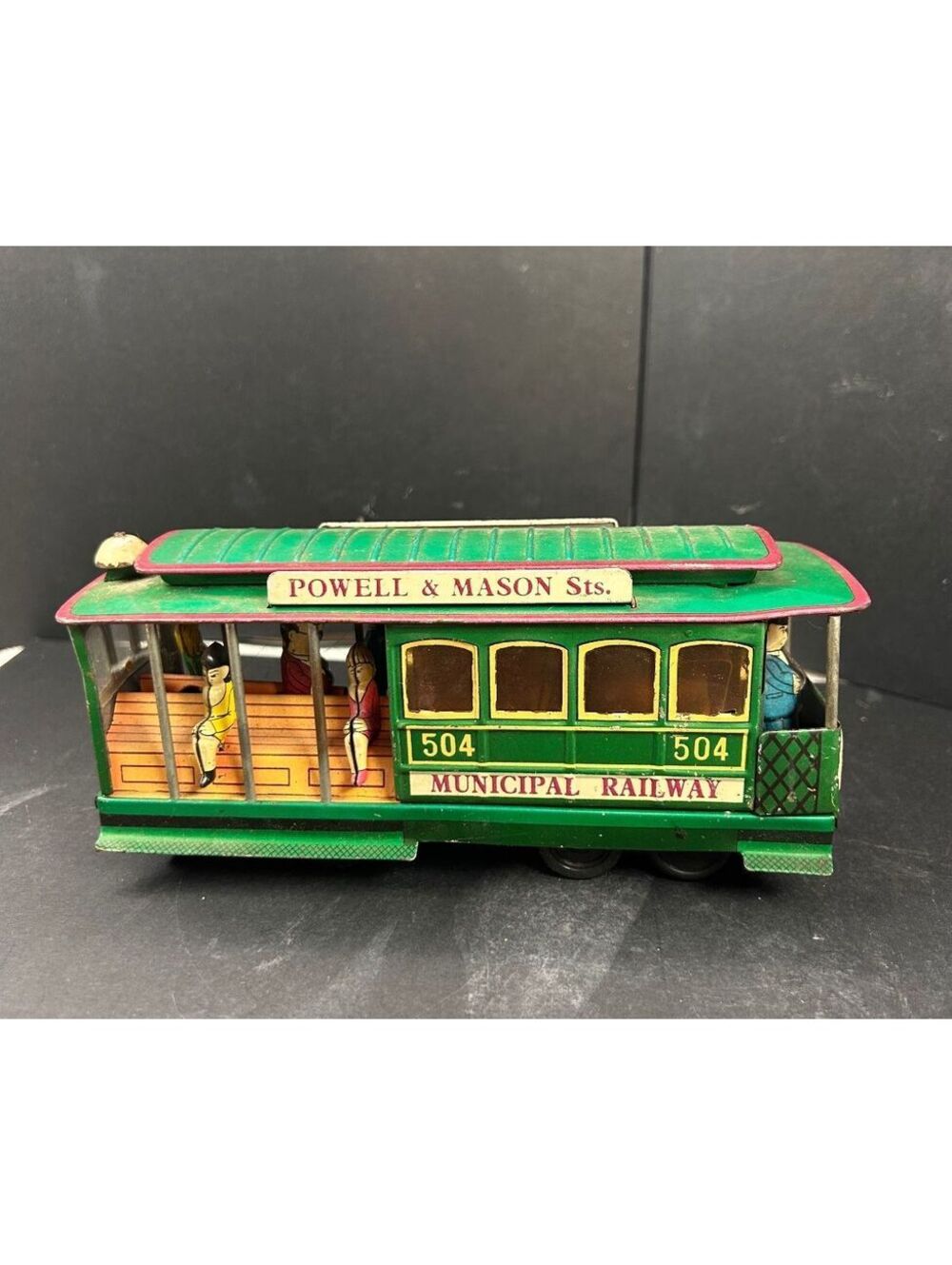 Vintage San Francisco Tin Cable Car Toy 504 Municipal Railway Working Bell Japan
